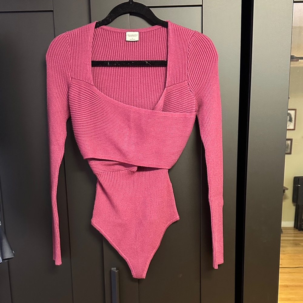 Abercrombie & Fitch Pink Ribbed Bodysuit